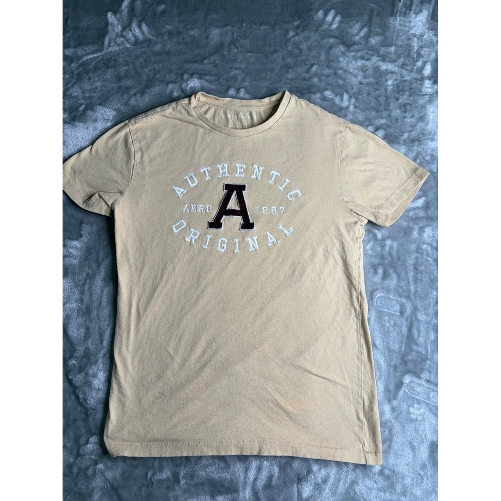 Aeropostale Authentic Original 1987 T-Shirt Men's Size S Tan Cotton Used